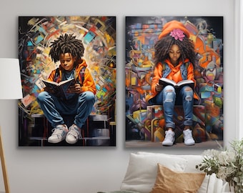 Black Reading Wall Graffiti Art Bundle | "Magic and Joy" | Poster or Canvas Print