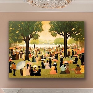 Juneteenth The Family Reunion Canvas Print | Folk Art Inspired Black Wall Art |  (Horizontal)
