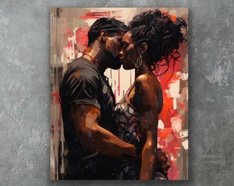 Romantic Black Love Wall Art | Black Art | Black Art Print | Canvas Wall Art | Need Me Some You | Black Couple Wall Art
