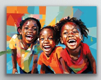Black Art | African American Wall Art | Black Children Art | Canvas Wall Art | Black Boy Joy Art