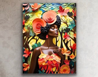 The Sun Kissed Garden | Black Woman Wall Art | African American Art | Home Decor | Canvas Print | Poster Photo Print