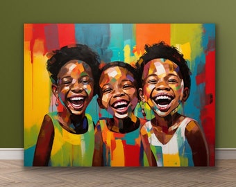 Black Art | African American Wall Art | Black Girl Art | Black Children Art | Canvas Wall Art | Black Girl Magic Art