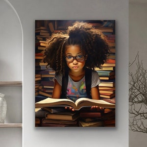 Black Art | Black Art Print | Black Girl Magic Wall Art | Book Themed Wall Art | Reading Nook Wall Art