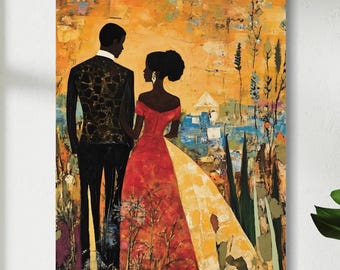 Black Love Wall Art | Canvas Print Entitled Show Me The World | Romantic Impressionism