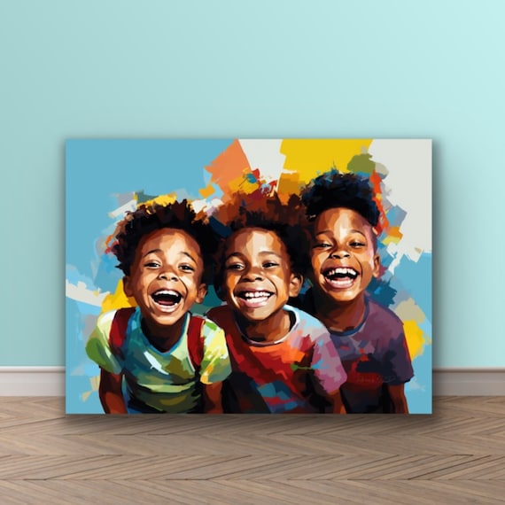 Black Boy Joy | Stretched Canvas Print Wall Art | Art for Kids
