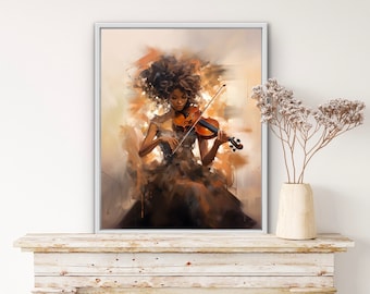 A Lady and Her Violin Black Woman Music Art African American