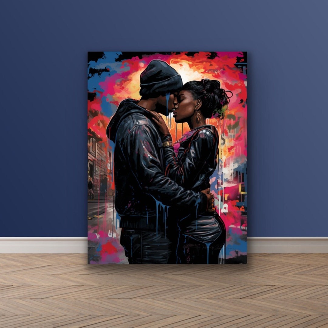 Romantic Black Love Wall Art Black Art Sensual Wall Art Black Art