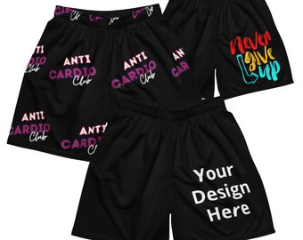 Custom Shorts Design Personalized Shorts Custom Name Logo Pattern Shorts | Unisex Mesh Shorts | Black Custom Gym Shorts