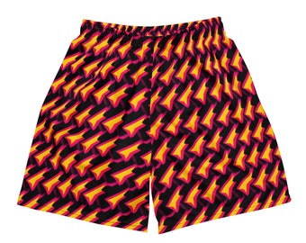 Short unisexe en résille jaune Strike | Short d'entraînement animé | Short en résille à motif pour homme et femme | Short de sport personnalisé unisexe Lightning Print