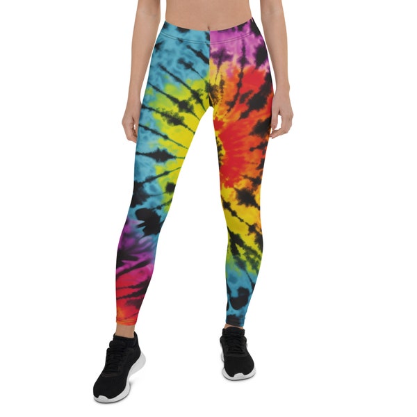 Tie Dye Leggings for Women | Yoga, Workout Running and Fitness Leggings | Leggings for Her | Ink Wash Pattern Rainbow Leggings Yoga Gym Pant