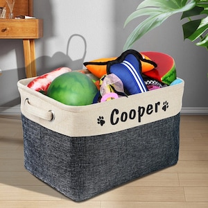 Aangepaste naam hondenspeelgoedopslag | Hondenspeelgoedmand | Opberger hondenspeelgoed | Hondenspeelgoedkrat | Gepersonaliseerde speelgoeddoos voor huisdieren | Stijlvol cadeau voor huisdieren
