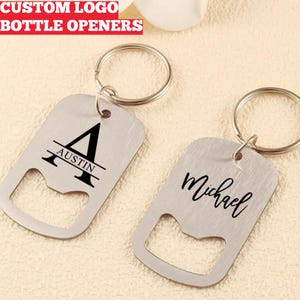 Custom Logo Keychain Bottle Opener | Laser Engraved Custom Logo Bottle Openers with Bags |  Bulk Keychains Marketing Promotional Item
