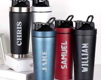 Protein Shaker Bottle Personalized Name | Birthday Gifts Gym Lovers, Workout Gifts, Stainless Steel Protein shaker cup, Workout Water Bottle