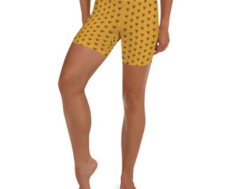 Pantaloncini da yoga Pantaloncini da allenamento modello giallo Pantaloncini da allenamento in cotone / Pantaloncini da palestra Tie Dye Pantaloncini boho boho Pantaloncini personalizzati da donna
