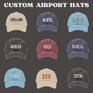 Custom City Airport Code Baseball Hat | Embroidered City Airport Code Cap Airport Code Gifts Sports Cap for Men Women Gift Vacation kids Hat