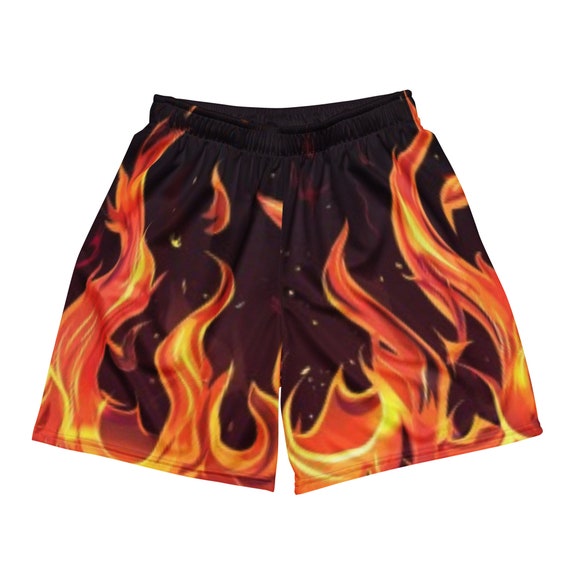 Red Hot Flame Unisex Mesh Shorts | Floral Pattern Shorts for Men