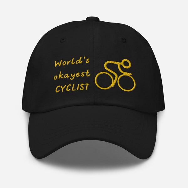 World's Okayest Cyclist Dad Hat | Cyclist Gift for Him Her Mom Dad Cycling Monogram Cycle Logo Custom Hat Workout Gym Bro Gift