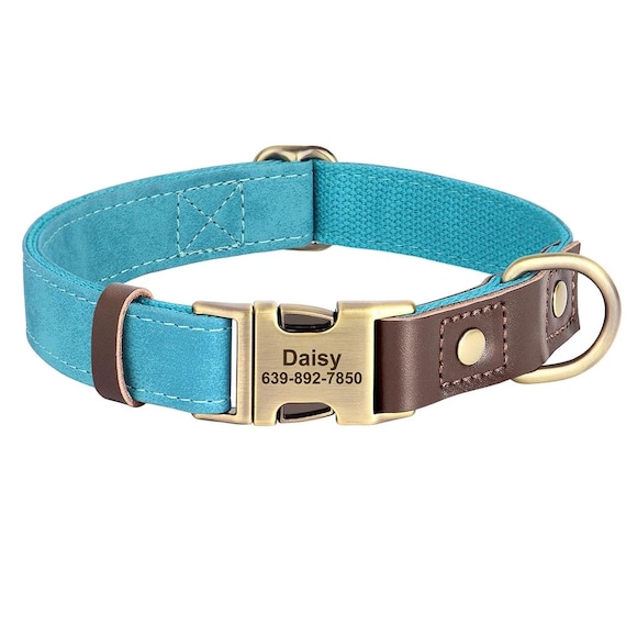 Soft Leather Dog Collar Personalized Custom PU Leather ID