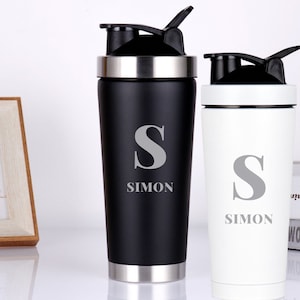 Custom Initial Protein Shaker Bottle | Personalized Name | Birthday Gifts Gym Lovers, Workout Gifts Protein shaker cup Gender Neutral Shaker