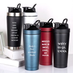 Personalized Message Protein Shaker Bottle Gifts Ideas For Gym Lover, Workout Gift, Steel Sports Water Bottle & Metal Shaker Ball For Mixing