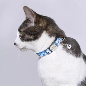 Cat Collar Engraved Custom Name with Bell | Small Dogs Collars Personalized | Name Collars for Cats and Small Dogs | Soft Pet Collar
