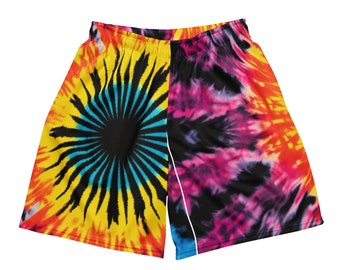 Rainbow Wave Unisex Mesh Shorts| Bold and Bright Tie Dye Shorts for Men and Women | Custom Shorts | Workout shorts | All over print shorts