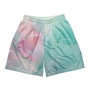 Pastel Dreams Unisex Mesh Shorts | Soft and Dreamy Tie-Dye Shorts for Men and Women | Custom All Over Print shorts | Workout printed shorts