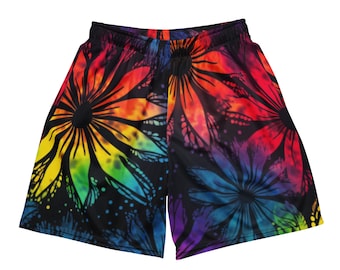 Rainbow Petals Unisex Mesh Shorts| Bold and Bright Tie Dye Shorts for Men and Women | Custom Shorts | Workout shorts | All over print shorts