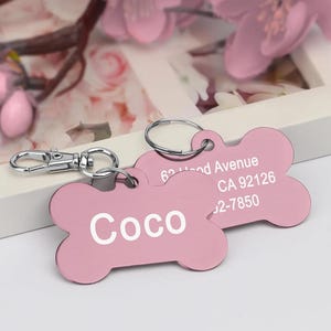 Médaille d'identification en os pour chien, carte d'identité en forme d'os pour animal de compagnie, carte d'identité en os doré pour animal de compagnie, plaque d'identification en forme d'os, plaque d'identification en os rose, plaque d'identification personnalisée pour animal de compagnie, carte d'identité personnalisée pour chat et chien