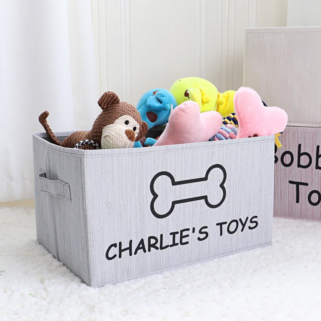 Personalized Dog Name Toy Basket | Dog Toy Organizer | Cat Toy Crate ...