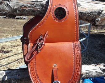 Saddle bags for western saddle round bottom handtooled
