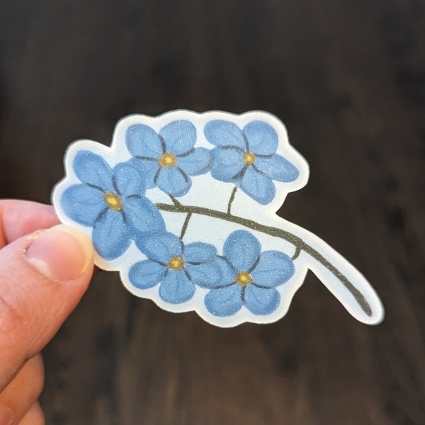 Original Art Forget Me Not Sticker, Forget Me Not Flowers With or Without "Something Blue", Sparkly, Slightly Textured