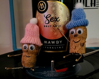 Dorks In Love (Cheers My Valentine) Upcycled wijnkunst Wijncadeaus voor wijnliefhebbers Wijnkurkkunst