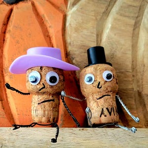 Cork Dorks (Cowgirl and Aristocrat) Wine Art Wine Cork Art Upcycled Art for Wine Lovers Wine Gift
