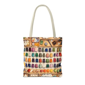 Bolsa de costura, ideal para linhas coloridas, botões e acessórios. Perfeita para amantes de patchwork, projetos de costura e artesanato, disponível em 3 tamanhos. Também pode ser usada como bolsa para livros ou compras. Resistente e multiuso. imagem 9