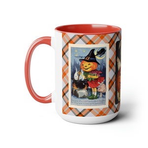 Halloween Mug with Cute Vintage Witch on 15oz Mug, Retro Graphics, Halloween Desk Decor, Trick-or-Treat Cup, Hot Cocoa, Coffee, Tea Mug Gift image 10