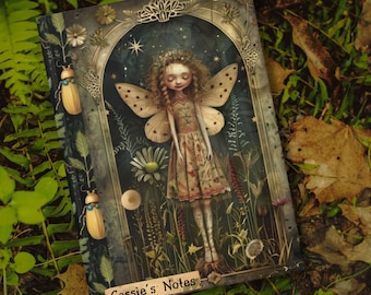 Personalized Botanical Fairy Notebook Journal W/Lined Pages, Custom Name Optional, Flowers, Beetles, Dark Cottagecore, Dark Academia, Gift