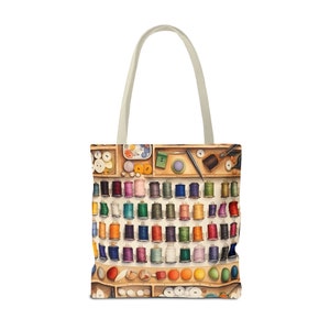 Bolsa de costura, ideal para linhas coloridas, botões e acessórios. Perfeita para amantes de patchwork, projetos de costura e artesanato, disponível em 3 tamanhos. Também pode ser usada como bolsa para livros ou compras. Resistente e multiuso. imagem 3
