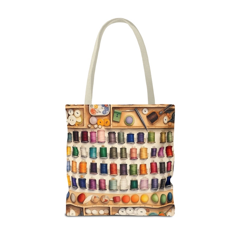 Bolsa de costura, ideal para linhas coloridas, botões e acessórios. Perfeita para amantes de patchwork, projetos de costura e artesanato, disponível em 3 tamanhos. Também pode ser usada como bolsa para livros ou compras. Resistente e multiuso. imagem 3