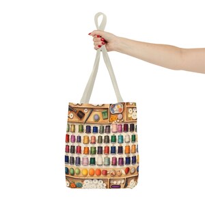 Bolsa de costura, ideal para linhas coloridas, botões e acessórios. Perfeita para amantes de patchwork, projetos de costura e artesanato, disponível em 3 tamanhos. Também pode ser usada como bolsa para livros ou compras. Resistente e multiuso. imagem 7