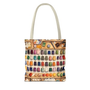 Bolsa de costura, ideal para linhas coloridas, botões e acessórios. Perfeita para amantes de patchwork, projetos de costura e artesanato, disponível em 3 tamanhos. Também pode ser usada como bolsa para livros ou compras. Resistente e multiuso. imagem 5