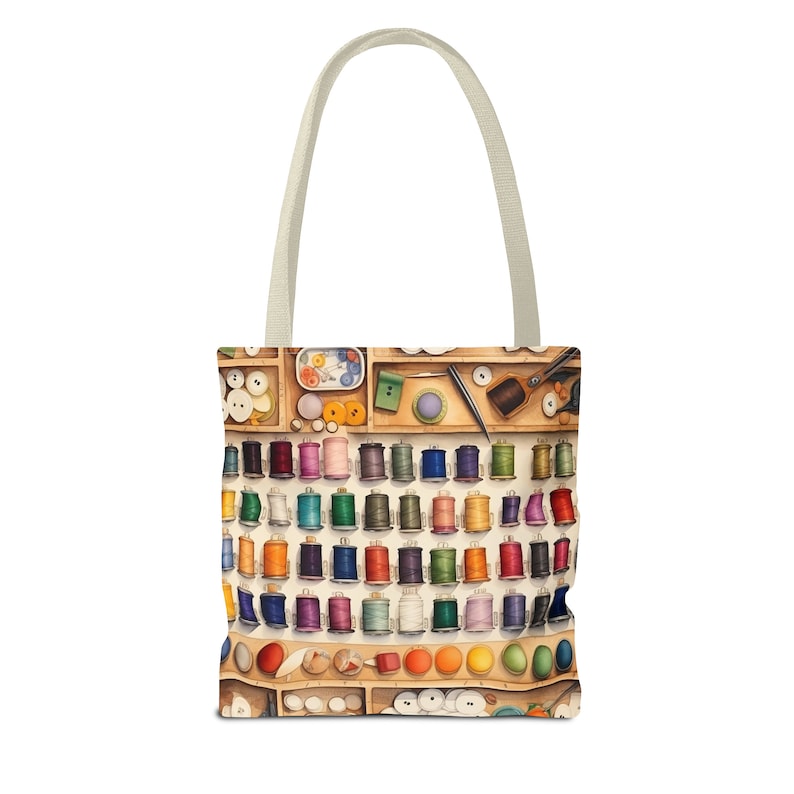 Bolsa de costura, ideal para linhas coloridas, botões e acessórios. Perfeita para amantes de patchwork, projetos de costura e artesanato, disponível em 3 tamanhos. Também pode ser usada como bolsa para livros ou compras. Resistente e multiuso. imagem 5