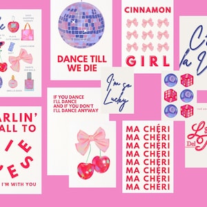 Coquette Red Decor Aesthetic Wall Art Print Lana del Rey Balletcore Poster Pack Girly Print Red Bow Printable Cherry Retro poster Apartment