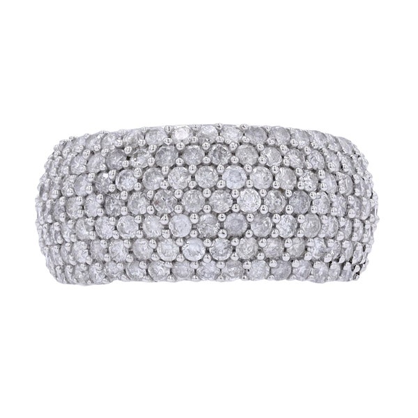 1.00 CT 10K White Gold Womens Natural Diamond Pave Wide Band Ring Size 7