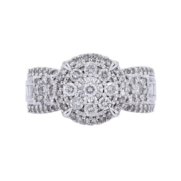 1.00 CT 10K White Gold Womens Natural Diamond Miracle Set Center Ring Size 7