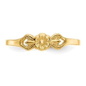 10K Yellow Gold Dainty Polished Flower Band Ring Size 5 - Not Plated & Not Filled