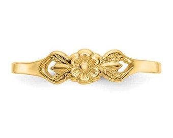 10K Yellow Gold Dainty Polished Flower Band Ring Size 5 - Not Plated & Not Filled