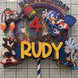 sonic 3d shaker cake topper, sonic cake topper, sonic birthday cake topper, sonic theme birthday, shaker cake topper, sonic,