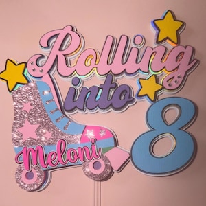 Adorno para tarta de cumpleaños con diseño de patines personalizado
