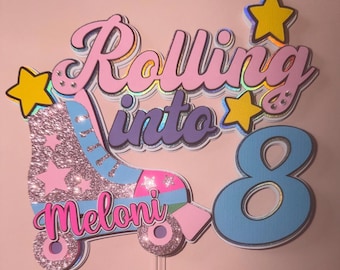 Personalized Roller Skate Birthday Cake Topper